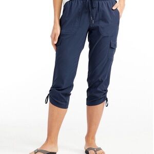 L.L. Bean Women’s Vista Camp Pants, Crop Nautical Navy Size XL